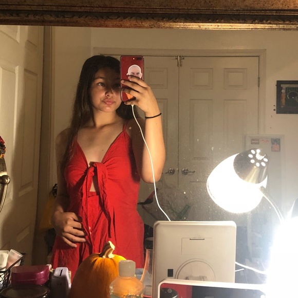 RED TIE DRESS - Picture 2 of 2